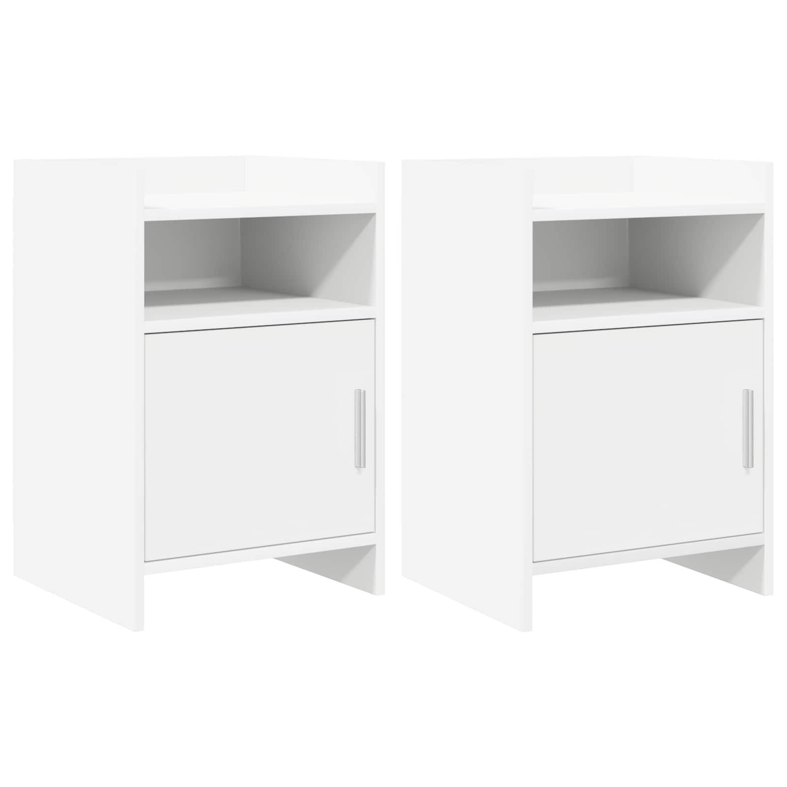Sengeborde 2 stk Hvid 40 x 36 x 60 cm Konstrueret træ