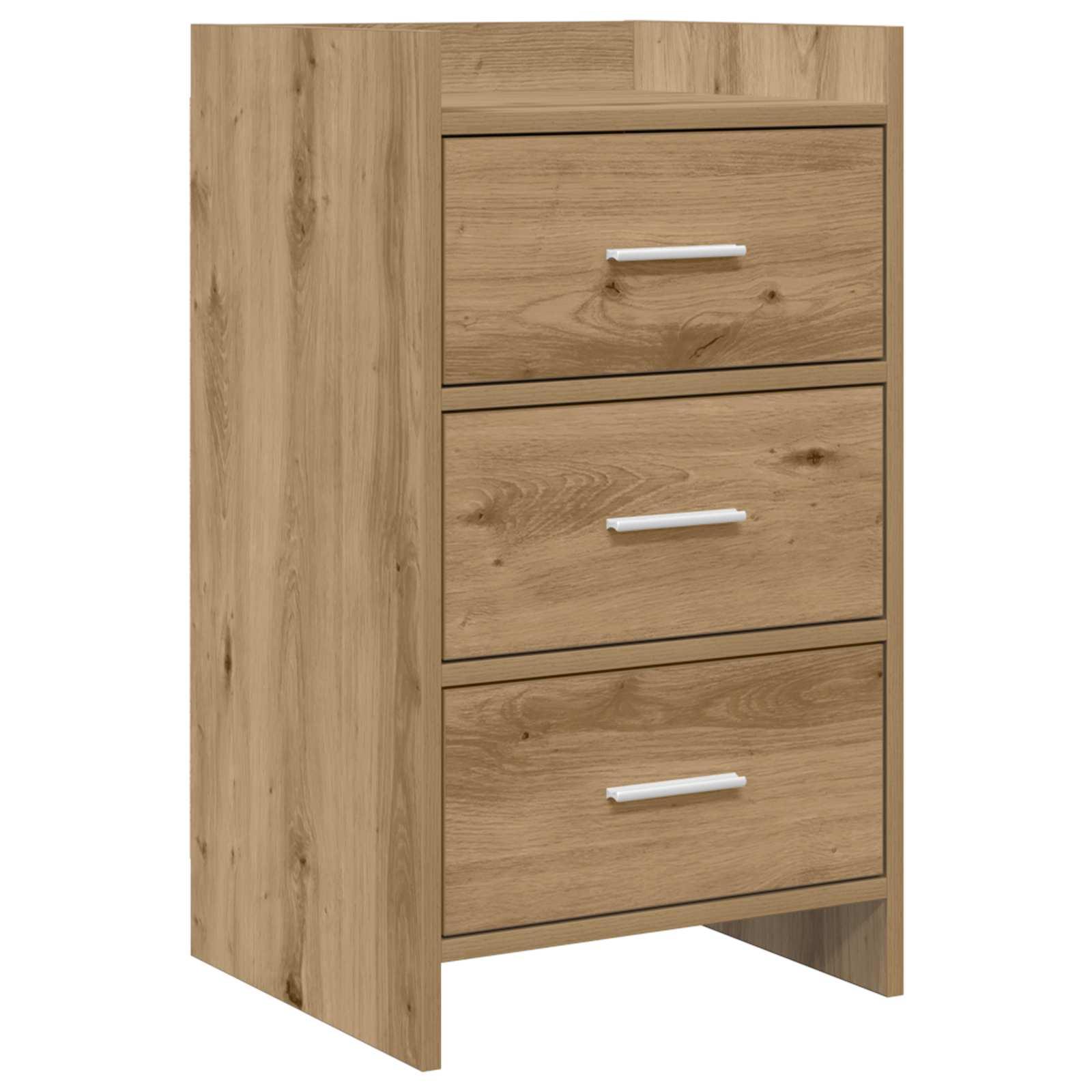 Sengebord i artisan-eg, konstrueret træ - 40 × 36 × 70 cm, 3 skuffer
