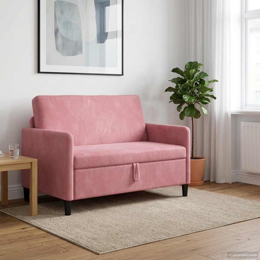 Sofa med opbevaring - lyserød 2-personers, 122 × 78 × 87 cm, polyester