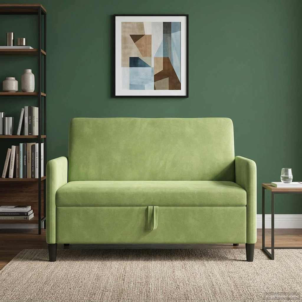Sofa med opbevaring - lys grøn 2-personers, 122 × 78 × 87 cm i polyester