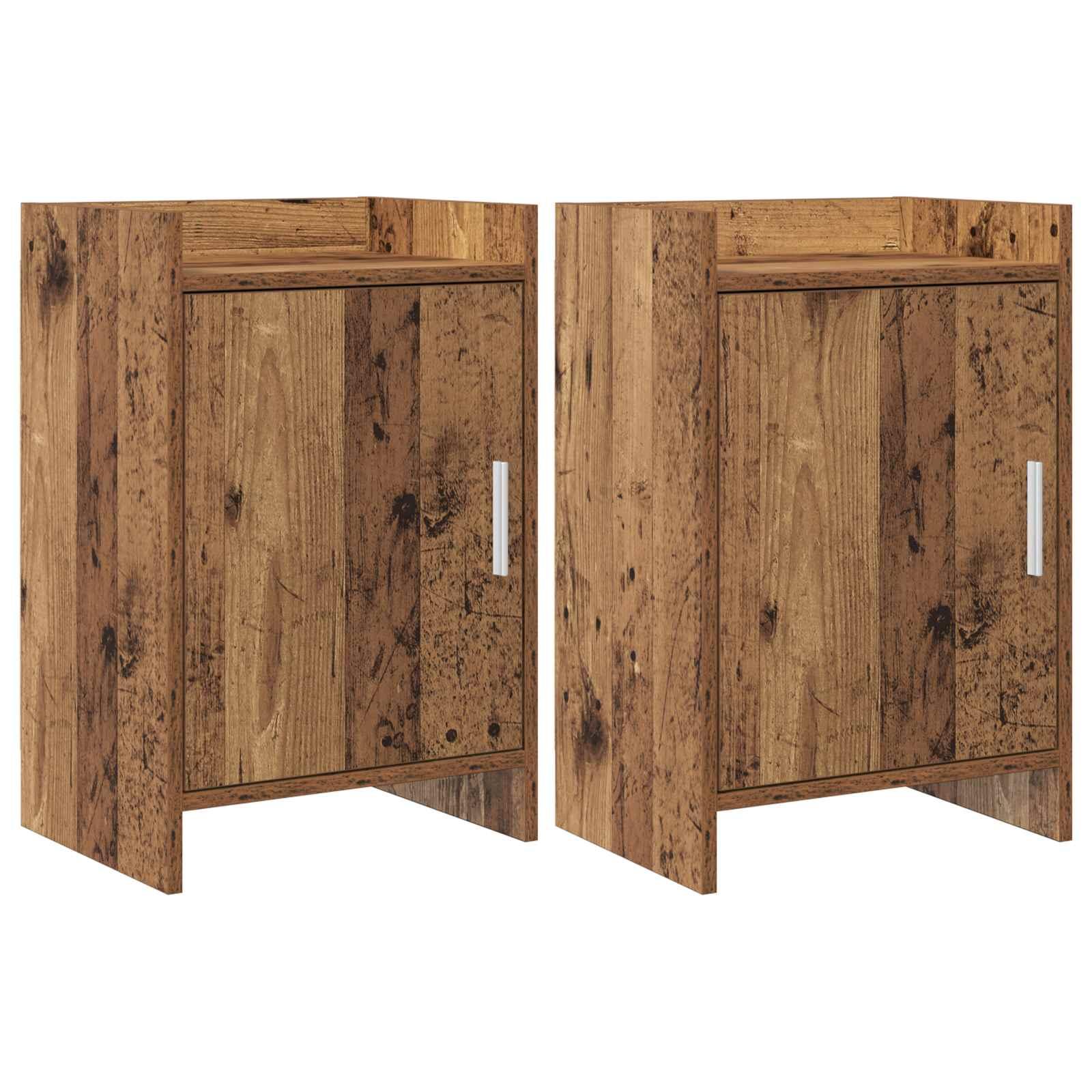 Sengeborde 2 stk Gammelt træ 40 x 30 x 60 cm Konstrueret træ