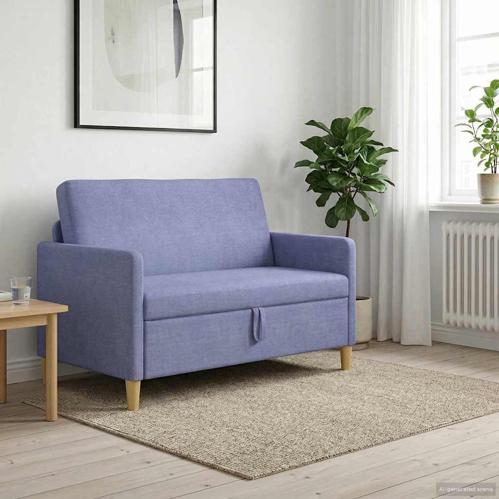 Sofa med opbevaring - jeansblå 2-personers, 122 × 78 × 87 cm i polyester