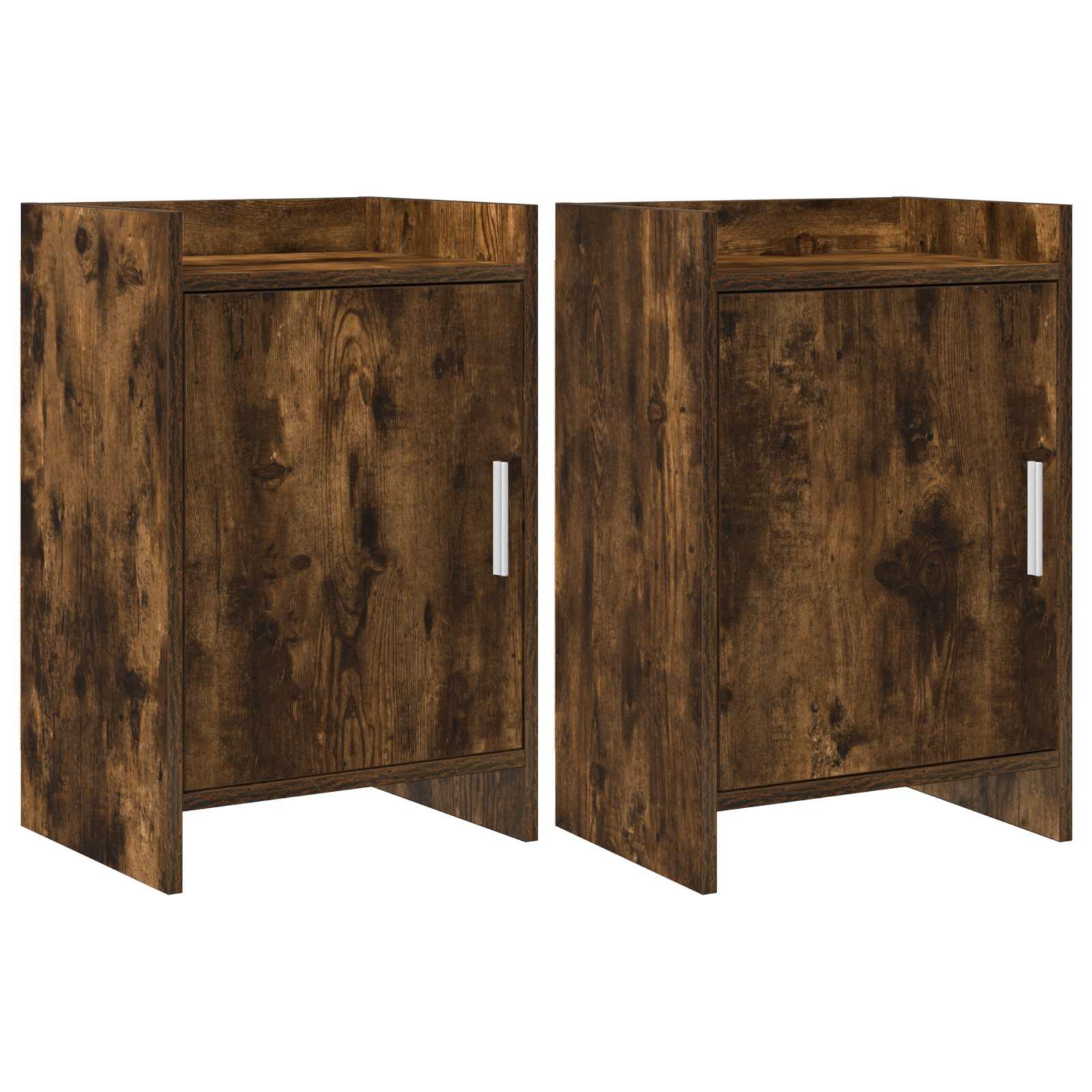 Sengeborde 2 stk Røget eg 40 x 30 x 60 cm Konstrueret træ