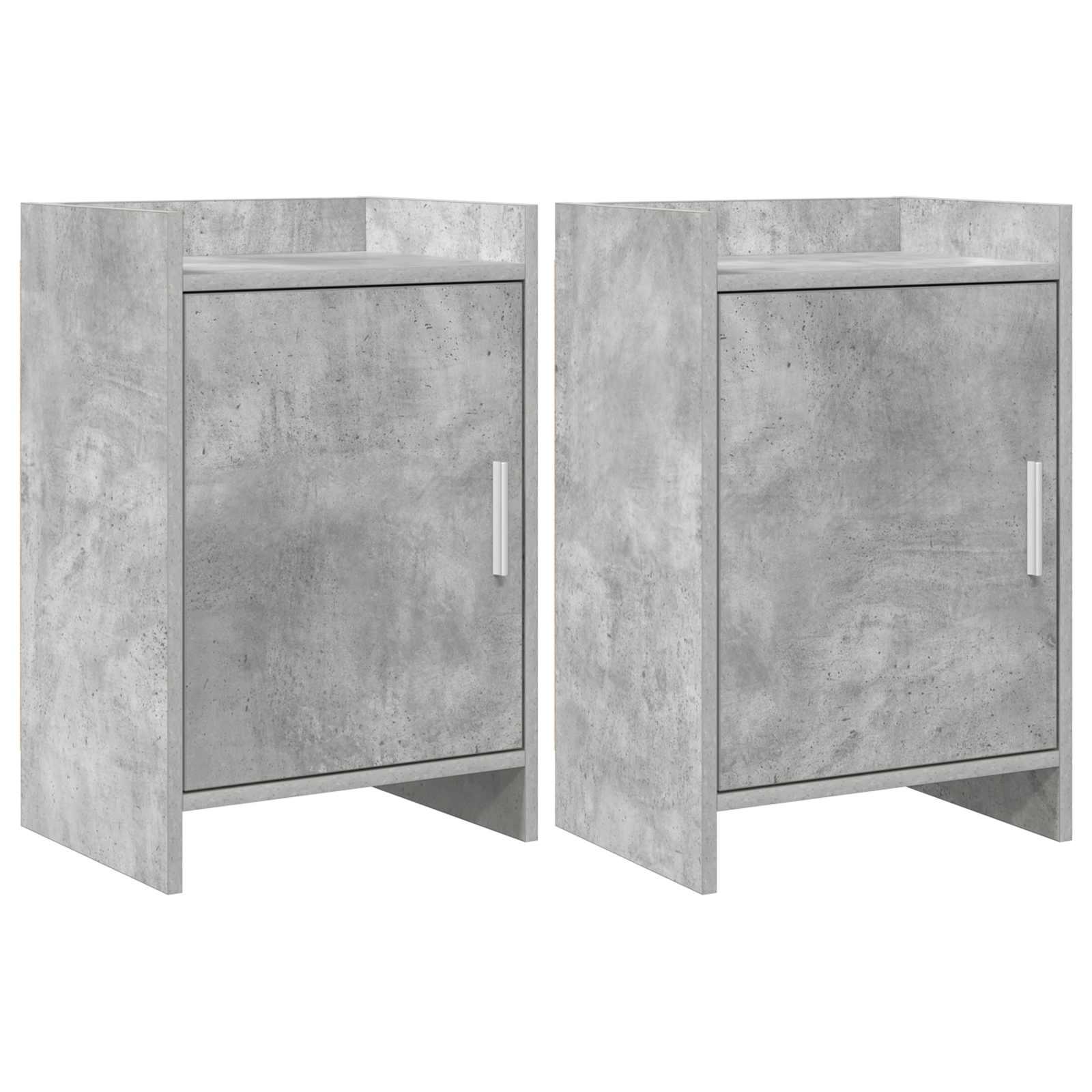 Sengeborde 2 stk Betongrå 40 x 30 x 60 cm Konstrueret træ