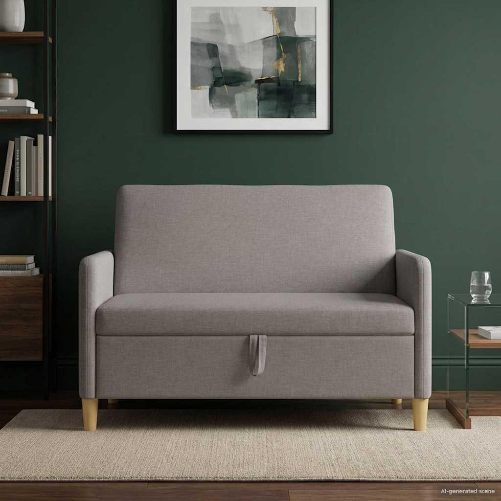 Sofa med opbevaring - gråbrun 2-personers, 122 × 78 × 87 cm i polyester