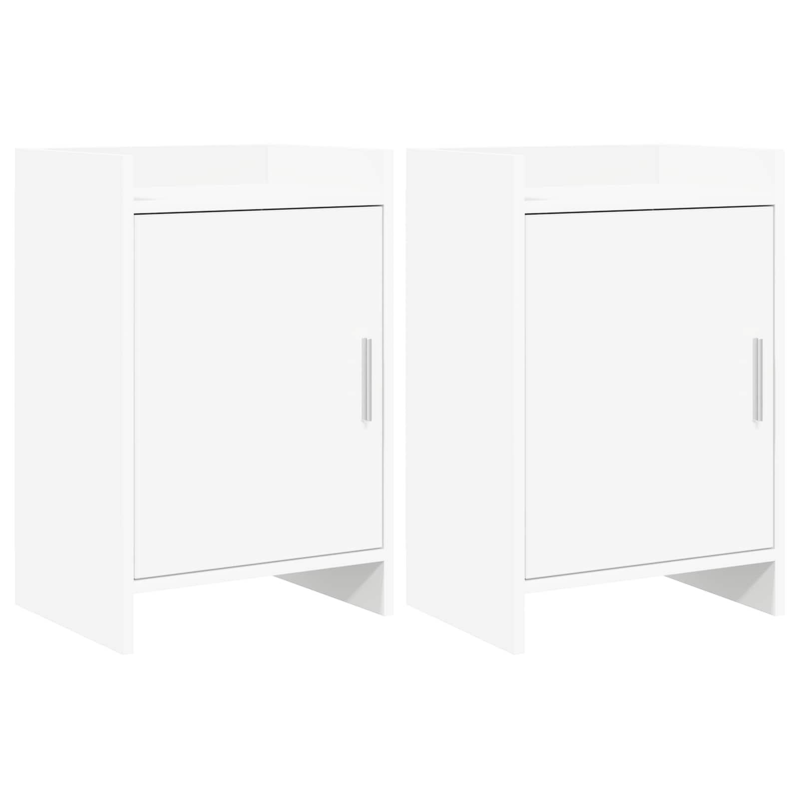 Sengeborde 2 stk Hvid 40 x 30 x 60 cm Konstrueret træ