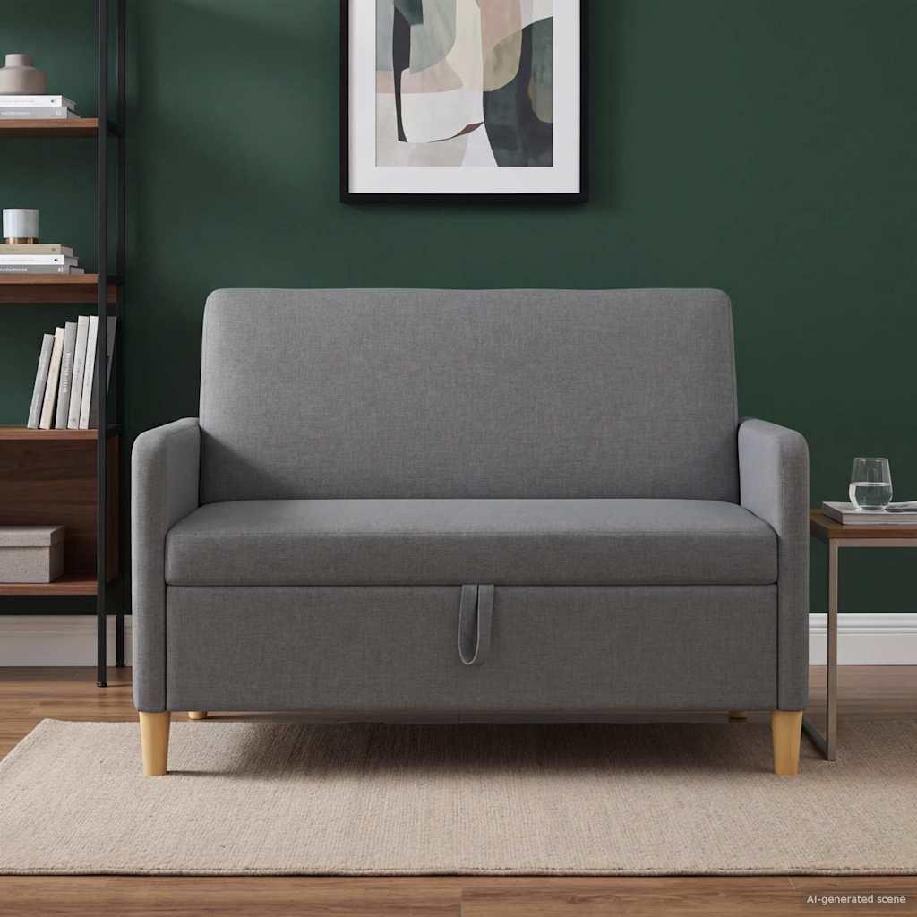 Sofa med opbevaring - mørkegrå 2-personers, 122 × 78 × 87 cm i polyester