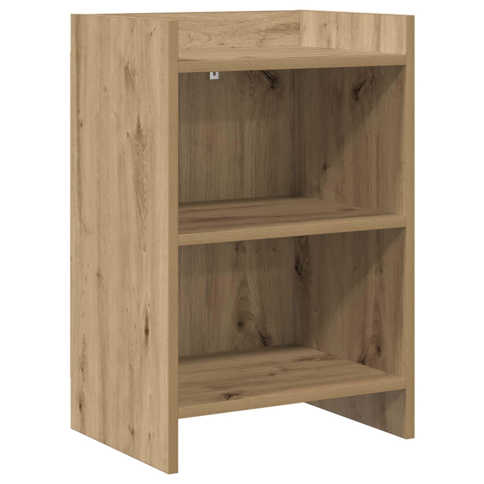 Sengebord i artisan-eg 40 × 30 × 60 cm - konstrueret træ, 2 hylder