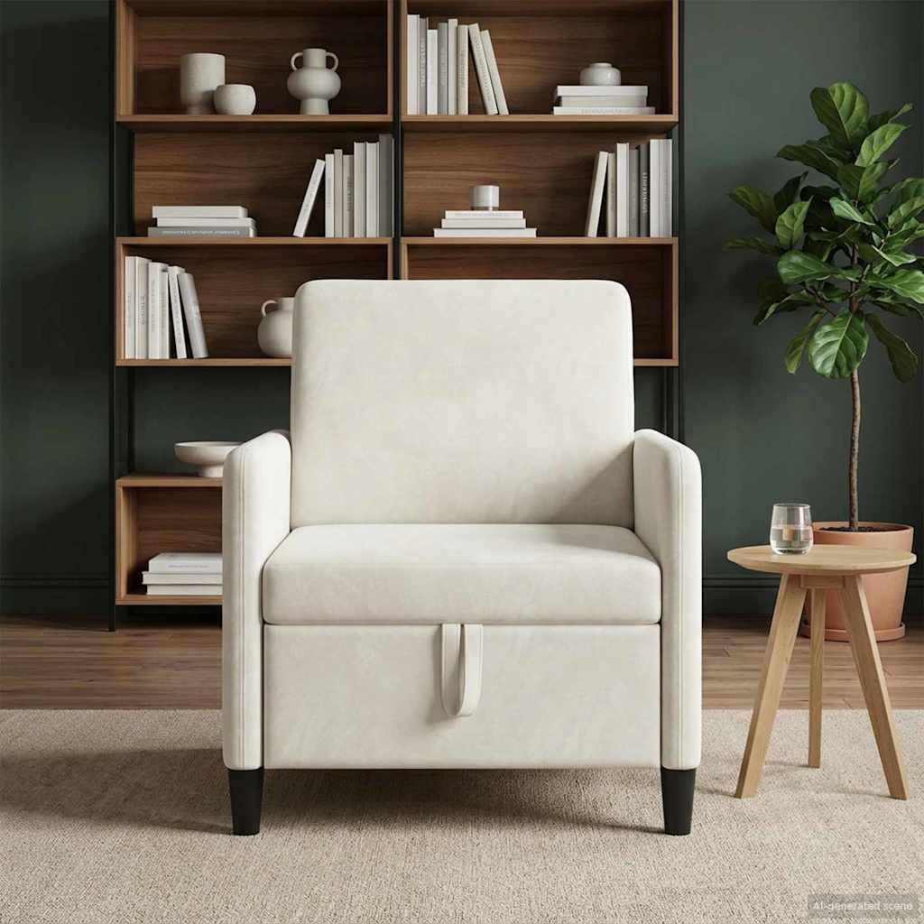 Sofa med opbevaring - cremefarvet 72 × 78 × 87 cm i polyester