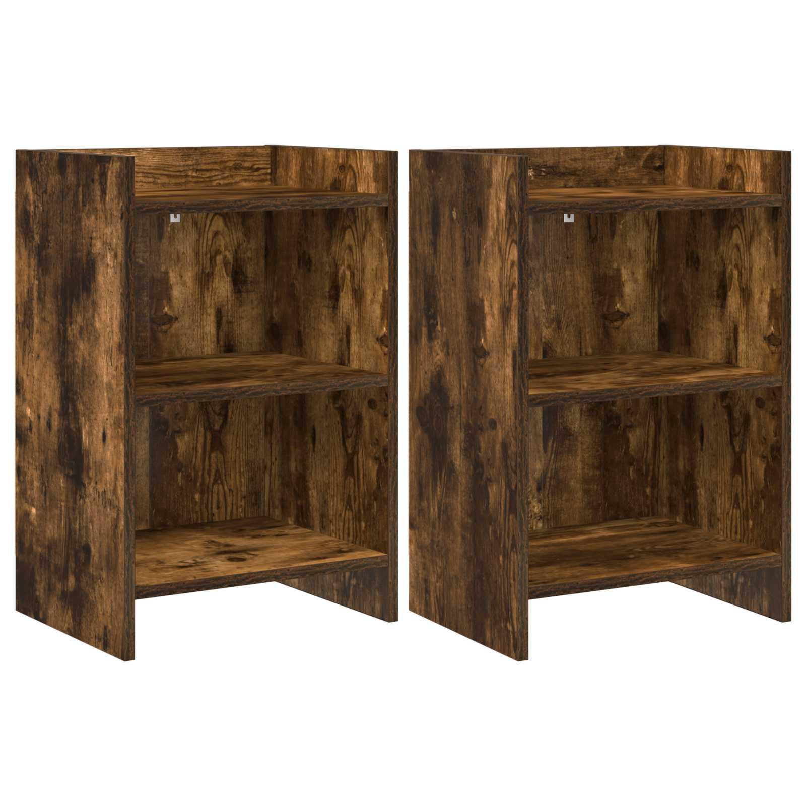 Sengeborde 2 stk Røget eg 40 x 30 x 60 cm Konstrueret træ
