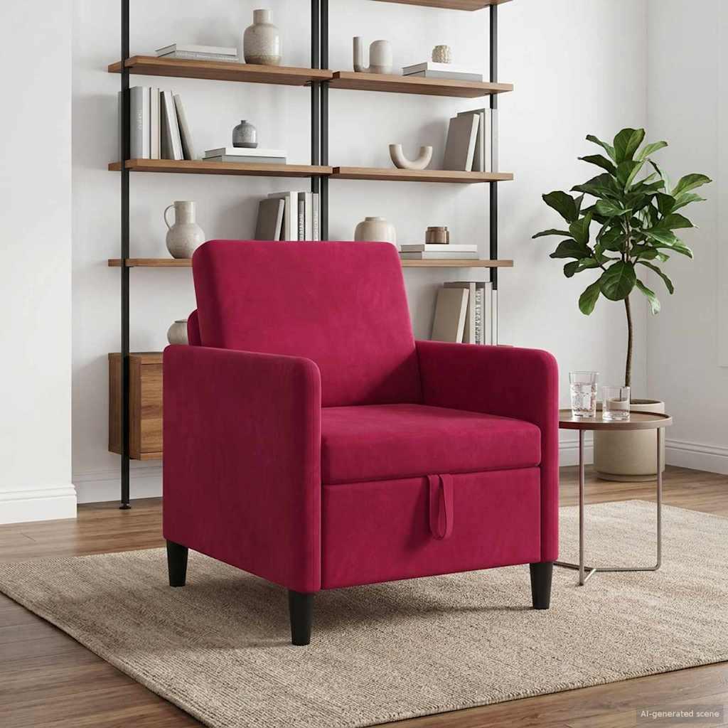 Sofa med opbevaring - vinrød 1-sæder, 72 × 78 × 87 cm, polyester