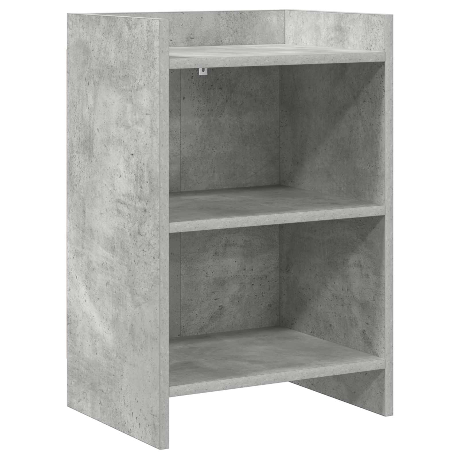 Sengebord i betongrå - konstrueret træ 40 × 30 × 60 cm med 2 hylder