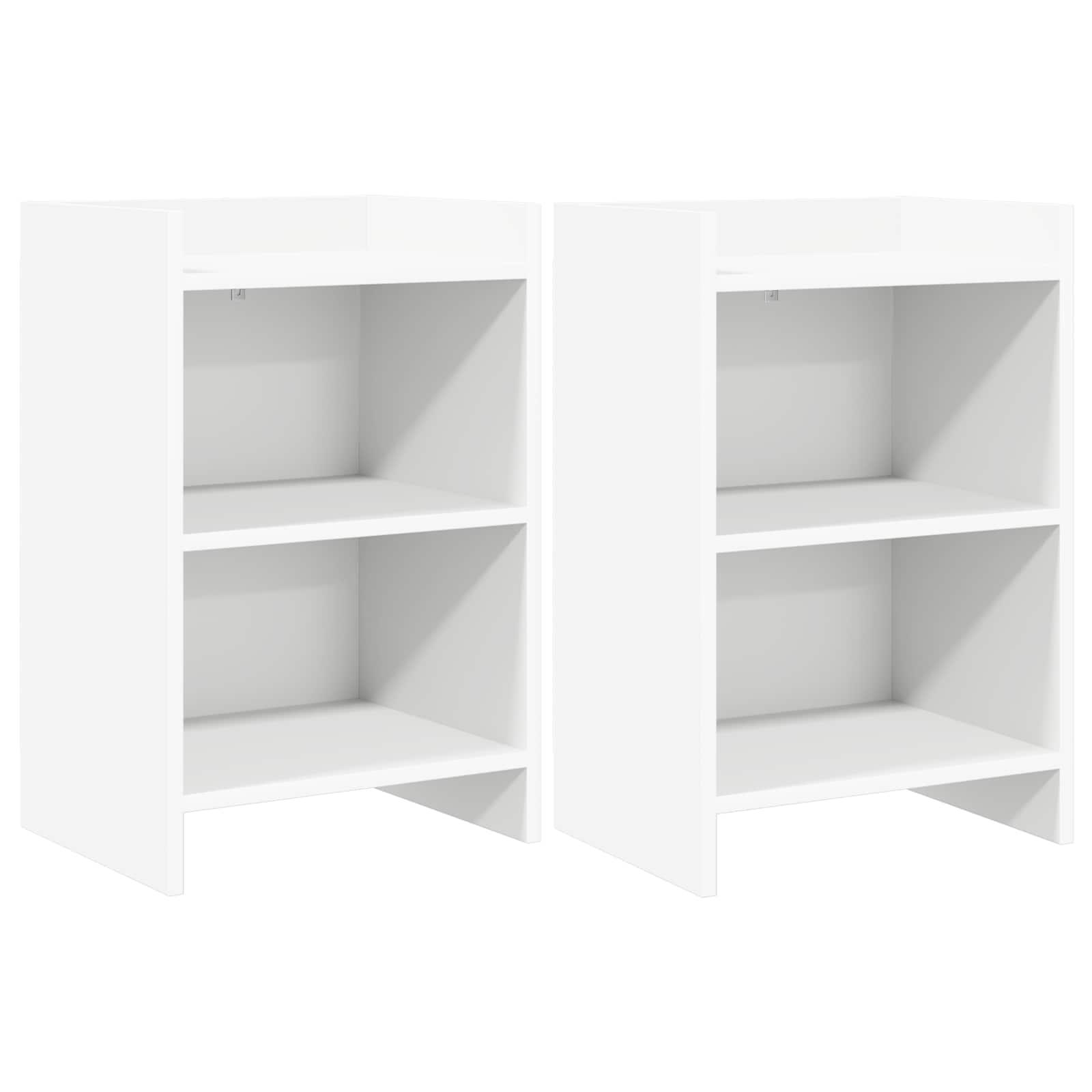 Sengeborde 2 stk Hvid 40 x 30 x 60 cm Konstrueret træ