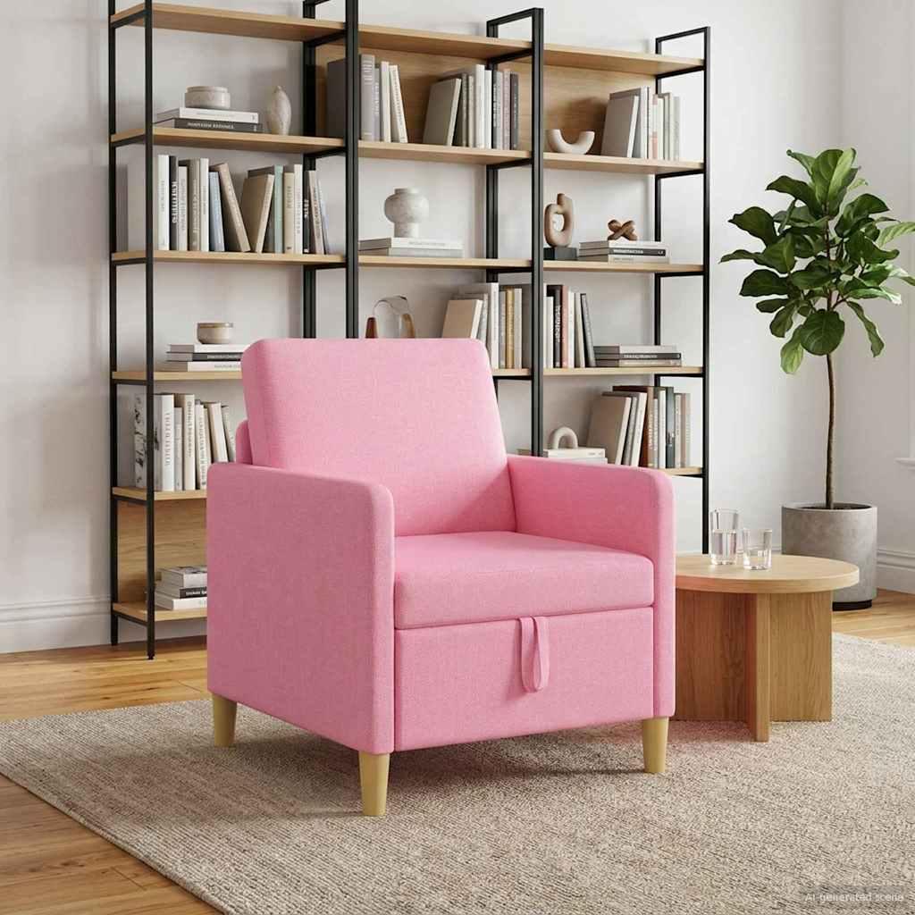 Sofa med opbevaring - lyserød polyester, 72 × 78 × 87 cm