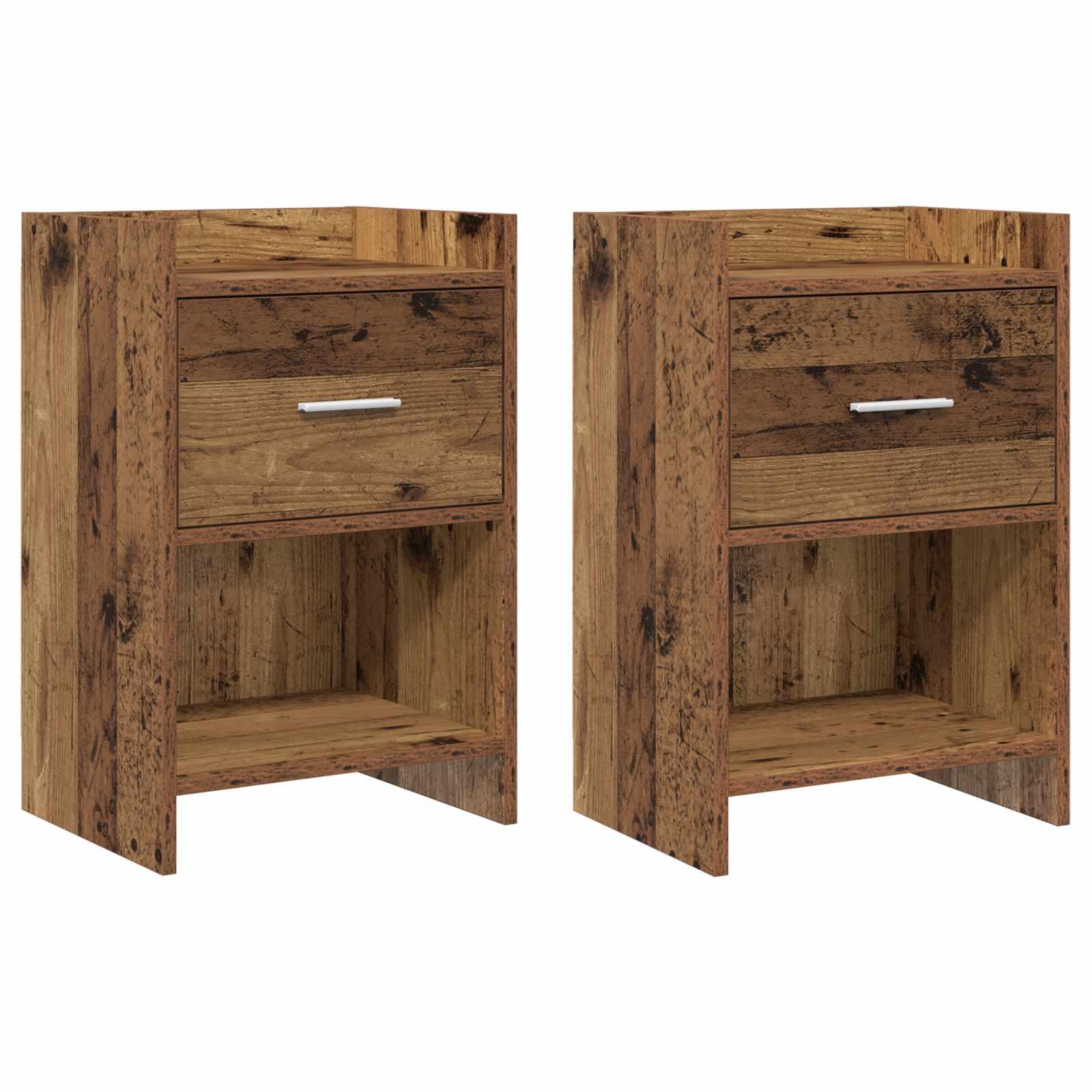 Sengeborde 2 stk Gammelt træ 40 x 30 x 60 cm Konstrueret træ