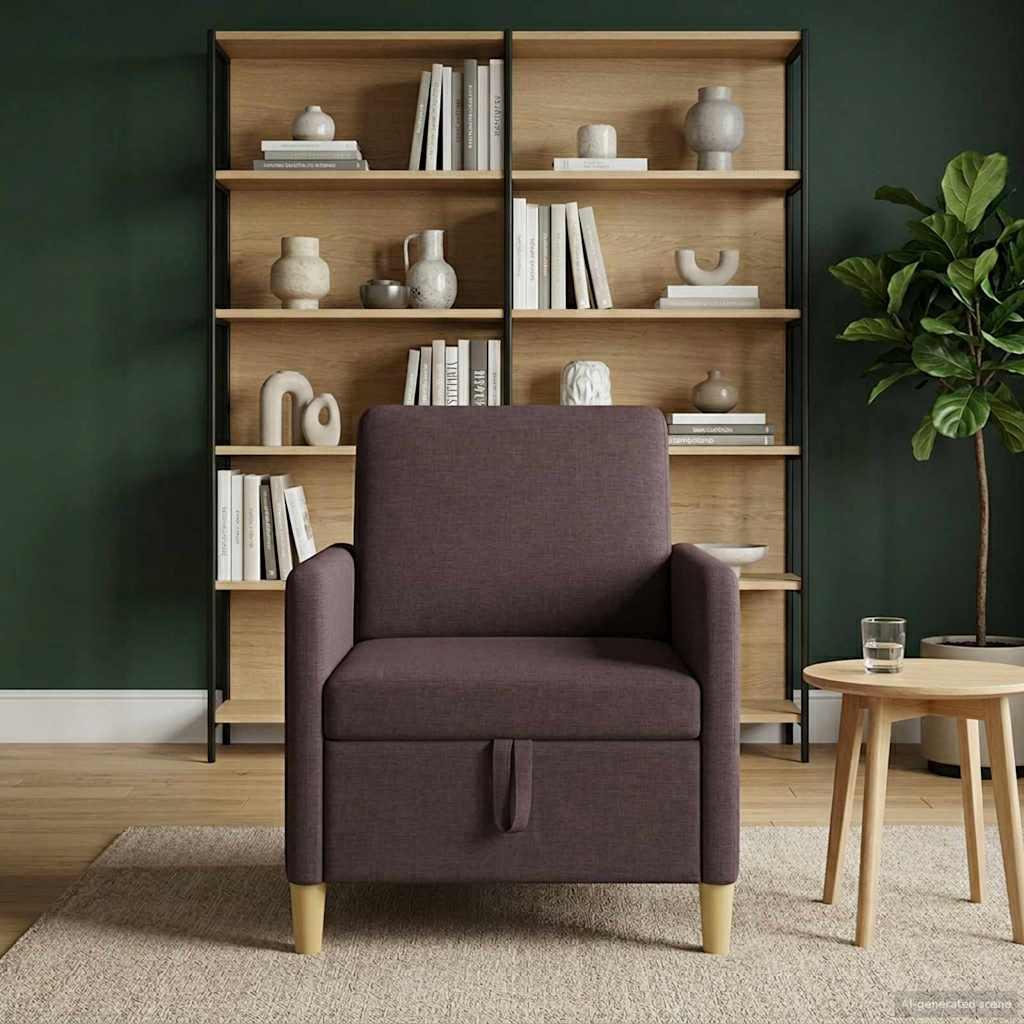 Sofa med opbevaring - mørk brun polyester, 72 × 78 × 87 cm (1-sæder)