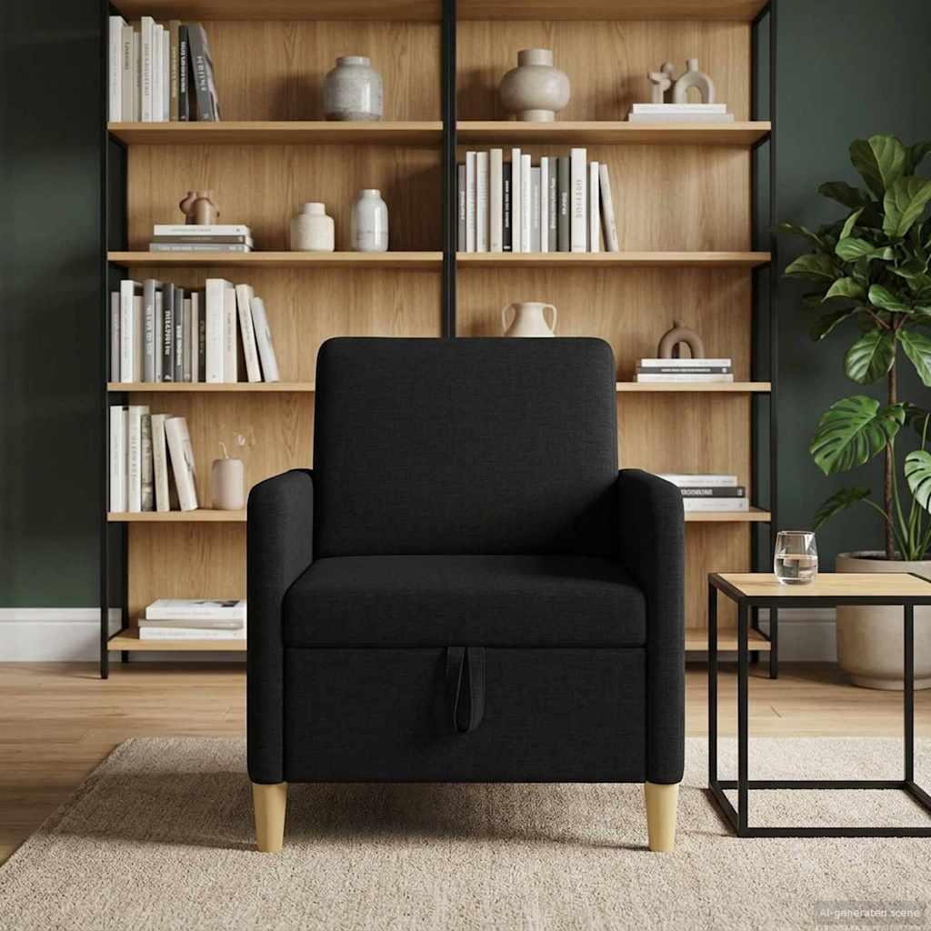 Sofa med opbevaring - sort polyester, 72 × 78 × 87 cm (1-sæder)