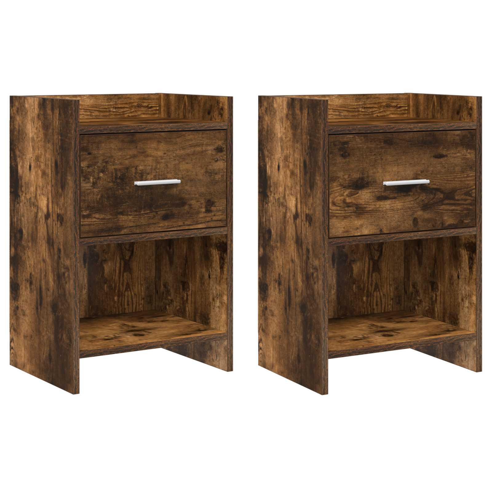Sengeborde 2 stk Røget eg 40 x 30 x 60 cm Konstrueret træ