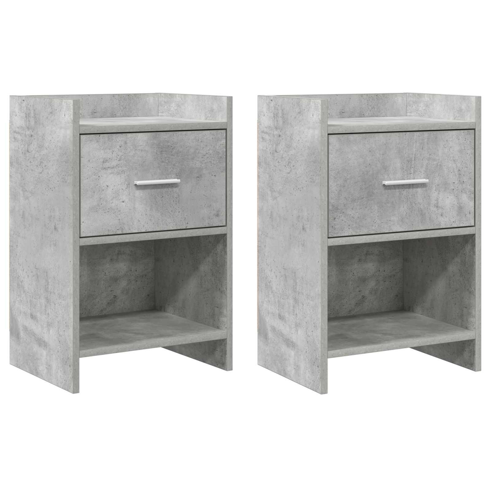 Sengeborde 2 stk Betongrå 40 x 30 x 60 cm Konstrueret træ