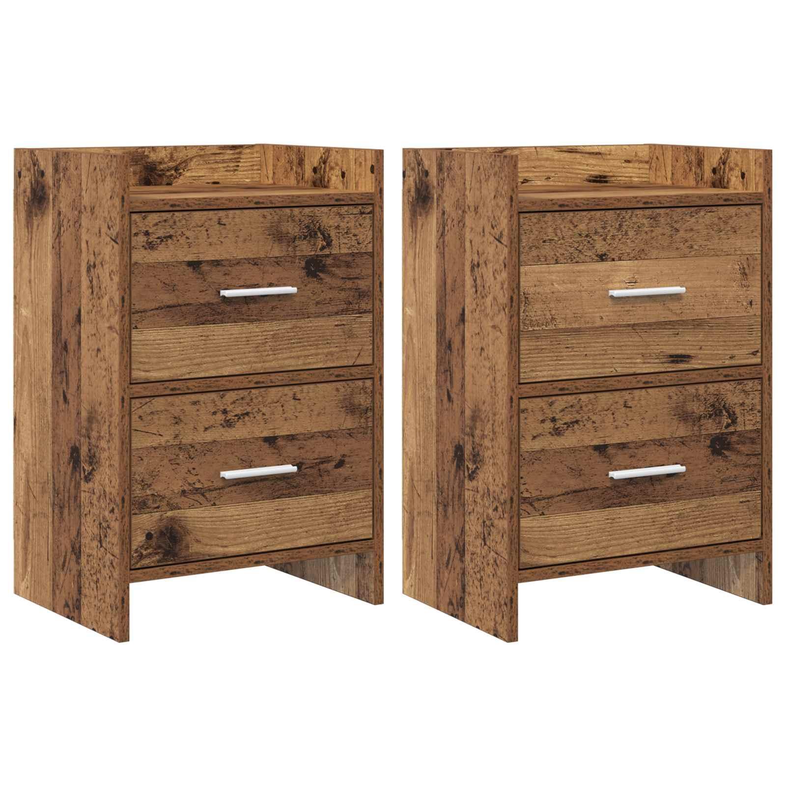 Sengeborde 2 stk Gammelt træ 40 x 30 x 60 cm Konstrueret træ