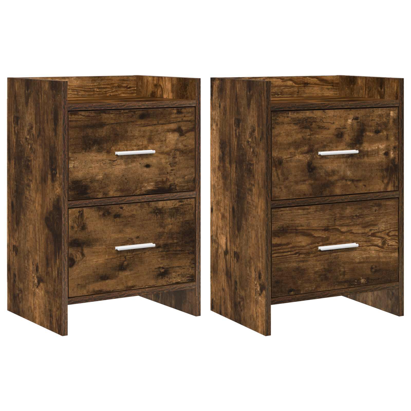 Sengeborde 2 stk Røget eg 40 x 30 x 60 cm Konstrueret træ
