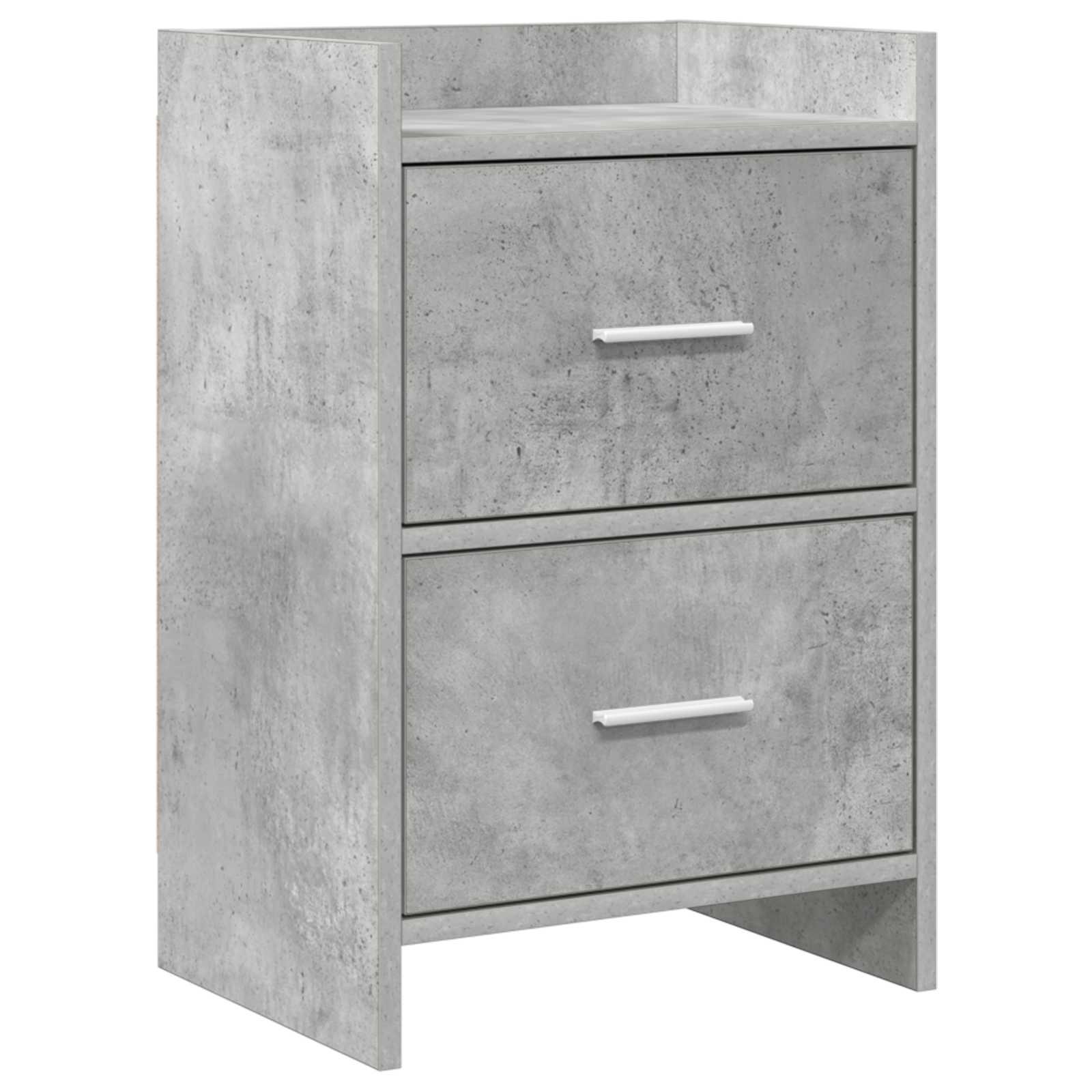 Sengebord i betongrå - konstrueret træ, 40 × 30 × 60 cm, 2 skuffer