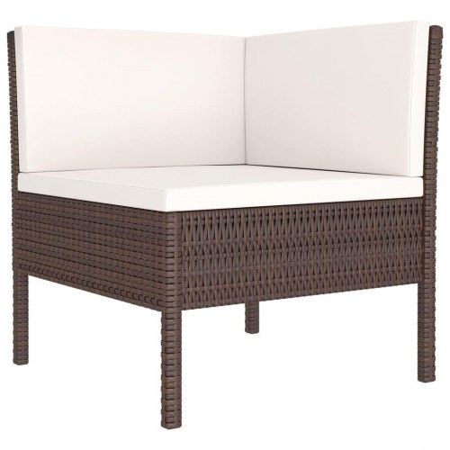 Loungesæt til haven i polyrattan - 11 dele, brun/creme