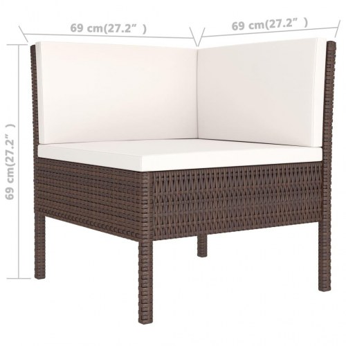 Loungesæt til haven i polyrattan - 11 dele, brun/creme