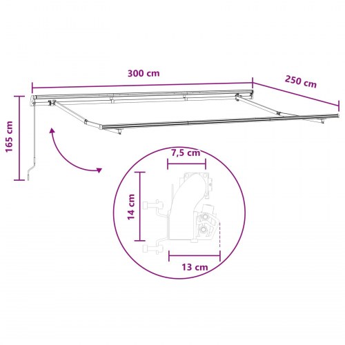 Manuel markise 3 x 2,5 m - gråbrun