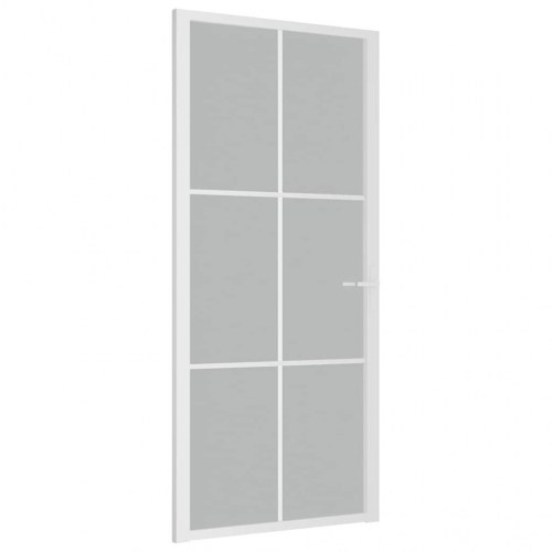 Indvendig dør 93 × 201,5 cm - mat glas og hvidt aluminiumsstel