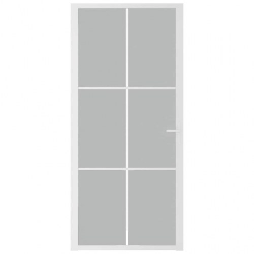Indvendig dør 93 × 201,5 cm - mat glas og hvidt aluminiumsstel
