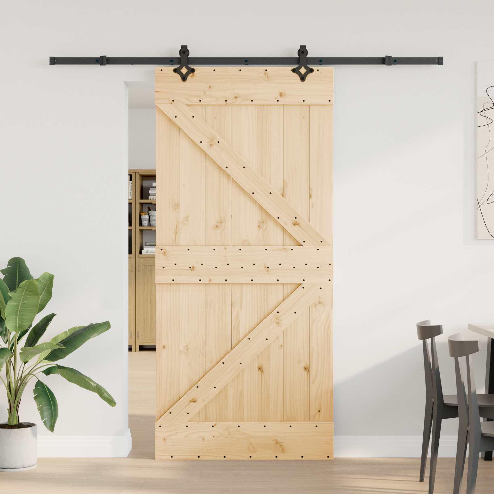 vidaXL Skydedør NARVIK Naturfarvet og sort 95 x 210 cm (213,5 cm)