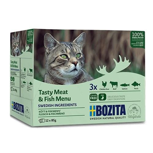 BOZITA Tasty Meat & Fish Menu i gelé - vådfoder til kat, 12 x 85 g billede
