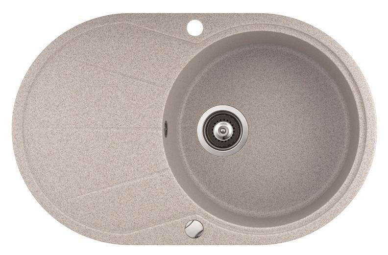 HELIKA Clarus SR101-110AW køkkenvask - rund kumme med afdrypningsfelt, beige