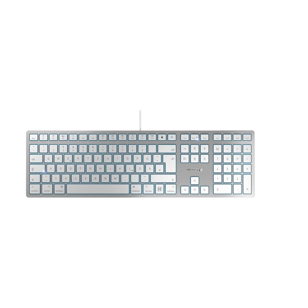 Cherry KC 6000C for Mac kablet tastatur - DE-layout, sølv/hvid billede
