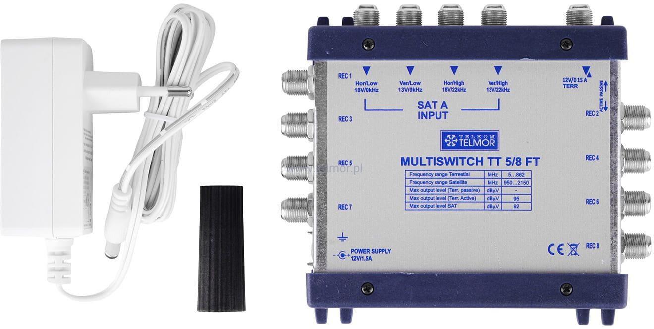 Telmor Multiswitch TT 5/8 - slutpunkt fordeler til SAT/TV