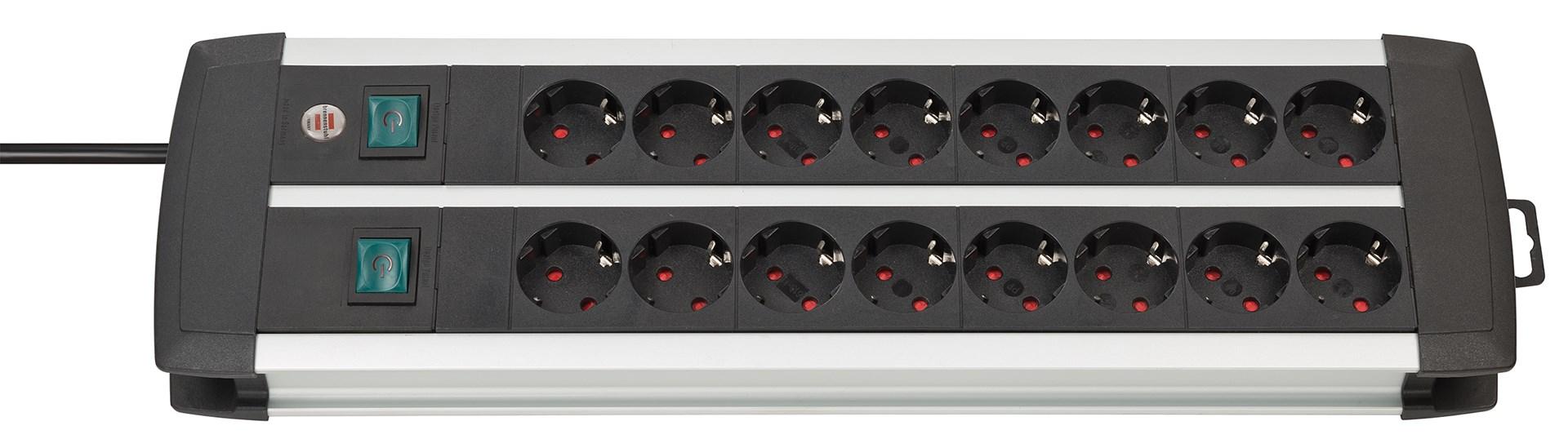 Brennenstuhl Premium-Duo Alu-Line stikdåse 2×8 udtag - 3 m billede