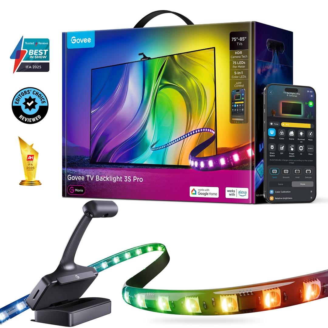 Govee TV Backlight 3S Pro R2A81 - LED bånd til 75-85" TV, RGBWWIC, Wi‑Fi + Bluetooth