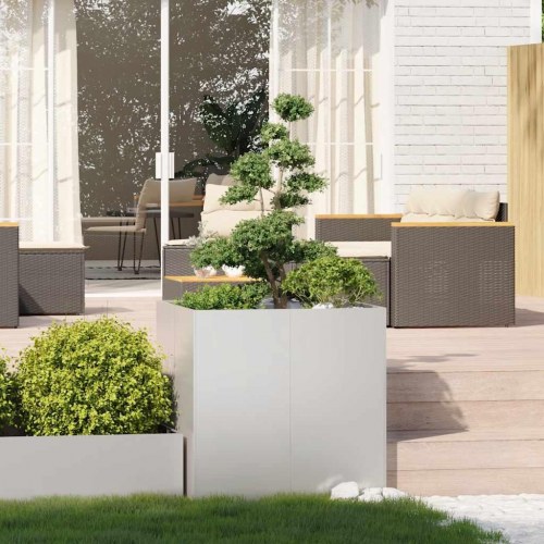 Plantekasse i rustfrit stål - 80 × 80 × 80 cm, åben bund