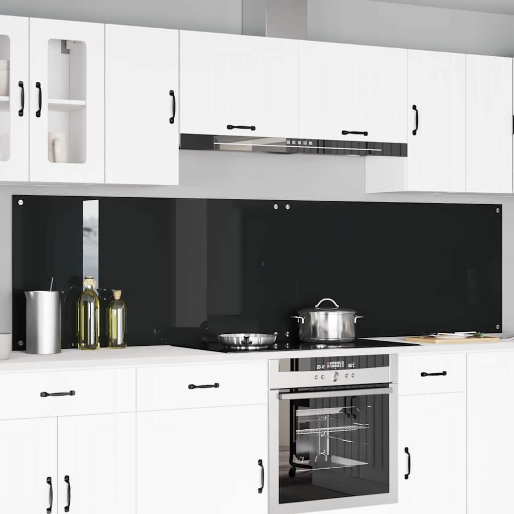 Køkkenbacksplash - 2 stk i sort hærdet glas 120 × 60 cm