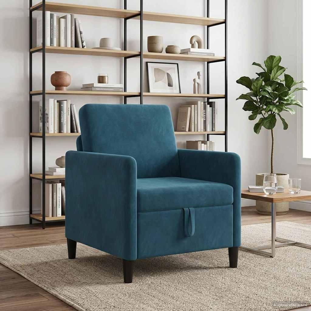 Sofa med opbevaring - blå 1-sæder 72 × 78 × 87 cm i polyester