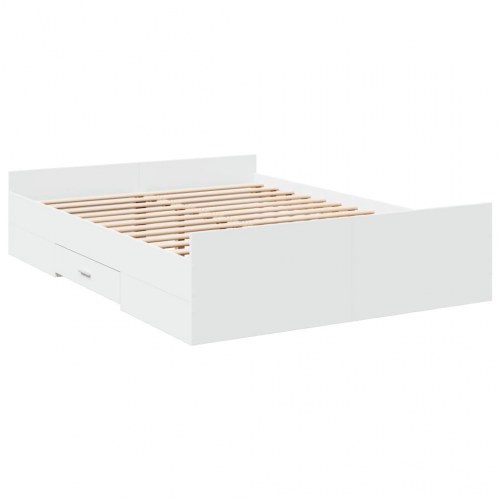 Sengeramme med 2 skuffer 140 x 190 cm - hvid