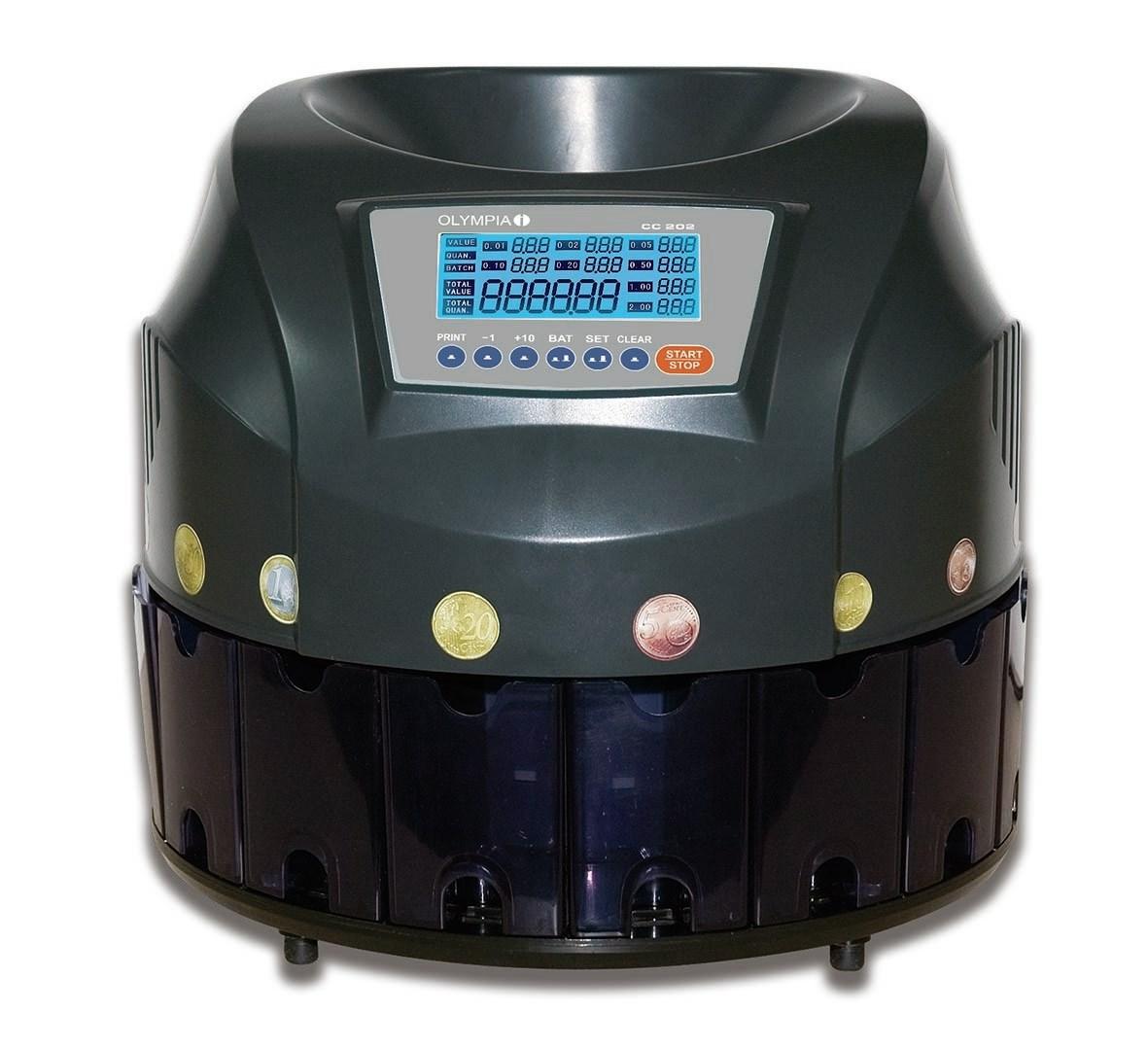 OLYMPIA CC 202 mønttæller - sort, LCD-display, 200 mønter/min billede