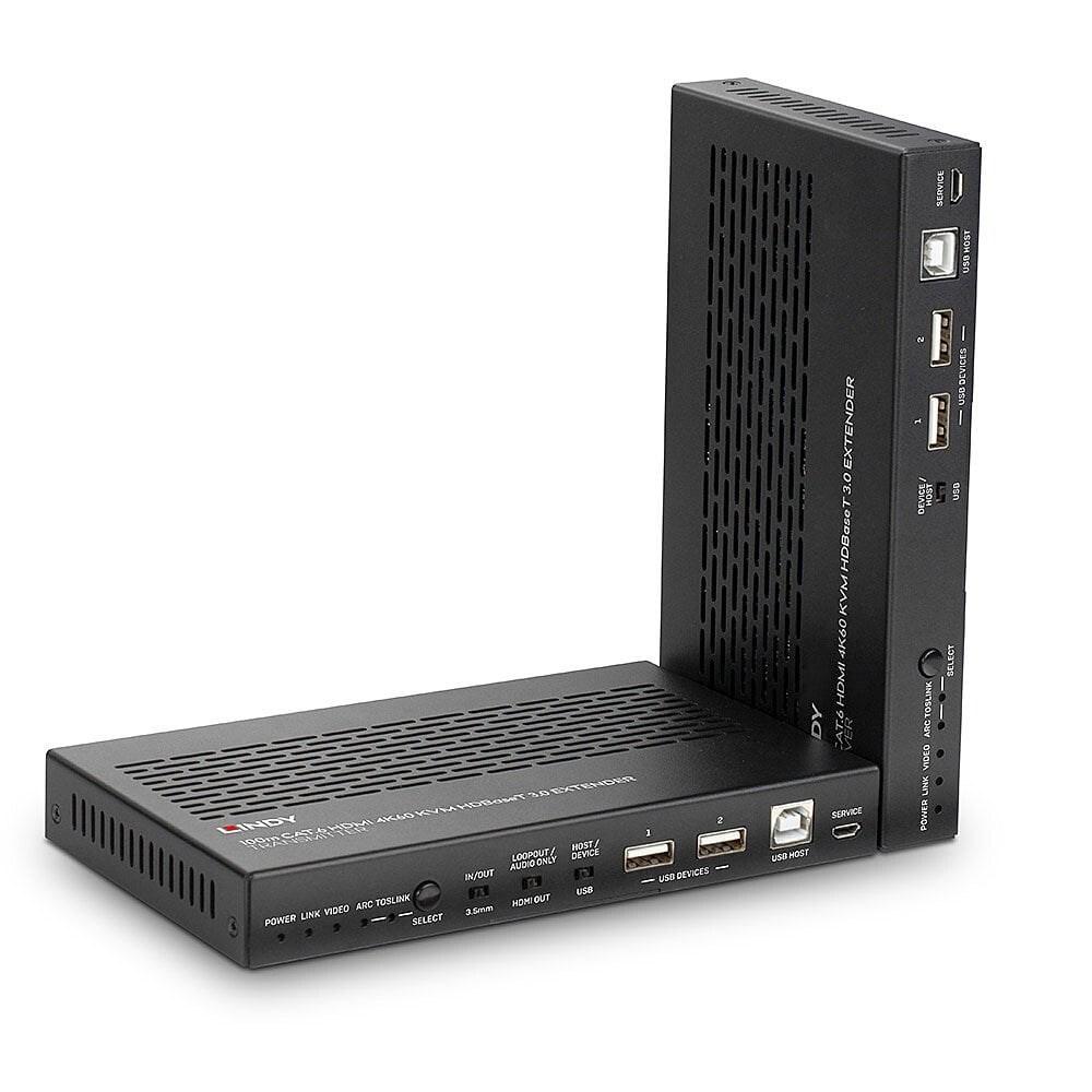 LINDY 100 m Cat.6A HDMI 4K60 KVM-extender med lyd, IR og RS‑232 - HDBaseT 3.0