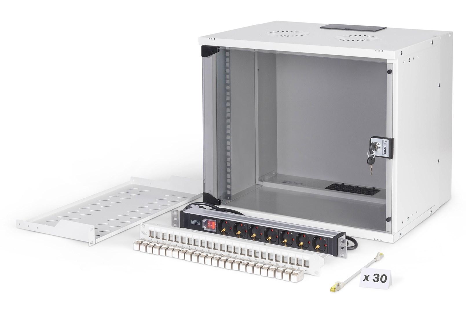 DIGITUS SOHO Pro netværkssæt, 19" vægmonteret rack - 9U, 54 × 40 cm (B × D) billede