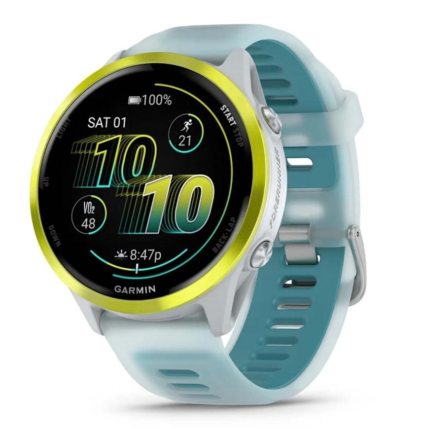 Garmin Forerunner 570 - 47 mm AMOLED smartwatch med GPS - Hvid/Gul billede