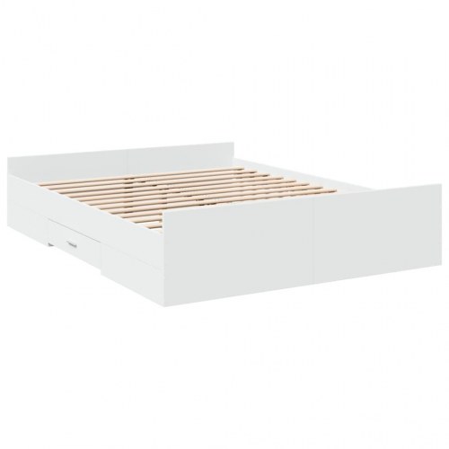 Sengeramme med 2 skuffer 140 x 200 cm - hvid