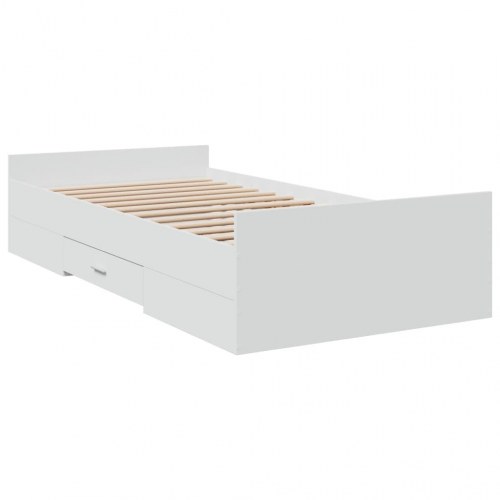 Sengeramme med skuffer 90 x 200 cm - hvid