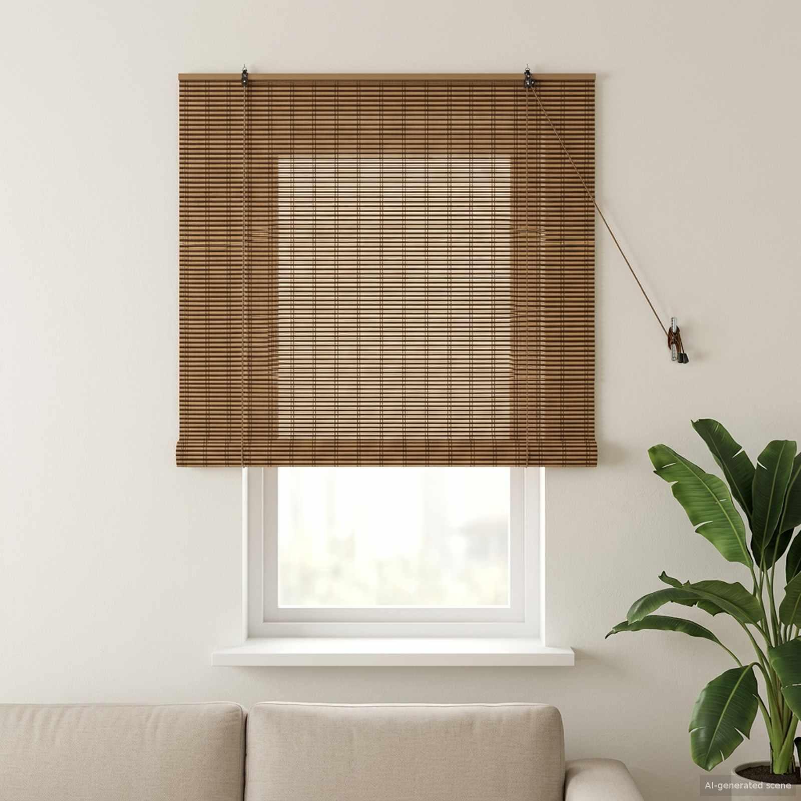 Rullegardin i bambus - brun 130 × 160 cm