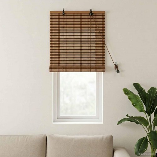 Rullegardin i bambus - brun 70 × 160 cm
